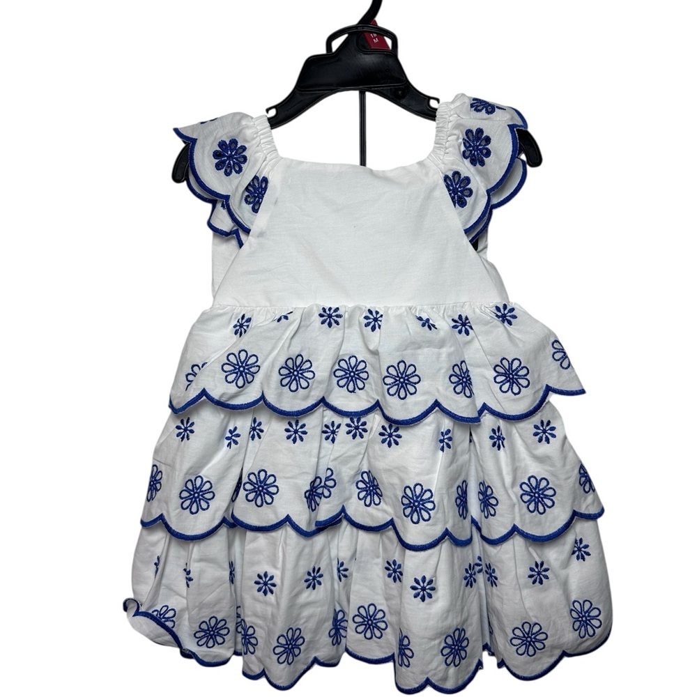Counting Daisies White and‎ Navy Blue Embroidered Dress w/ bloomers NWT 18MO